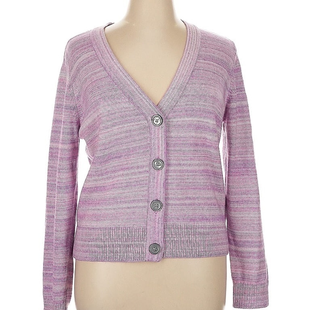 Talbots Pink V-Neck Cropped Cardigan Sweater